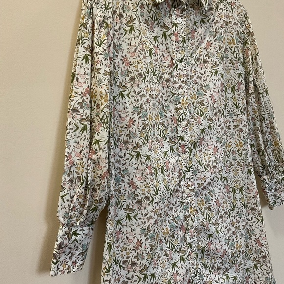 J.Crew Liberty Tapestry Floral Mini Shirt Dress Puff Sleeve With Lining Size XXS - Picture 3 of 8